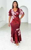 Safiya Maxi Dress - Wine Floral