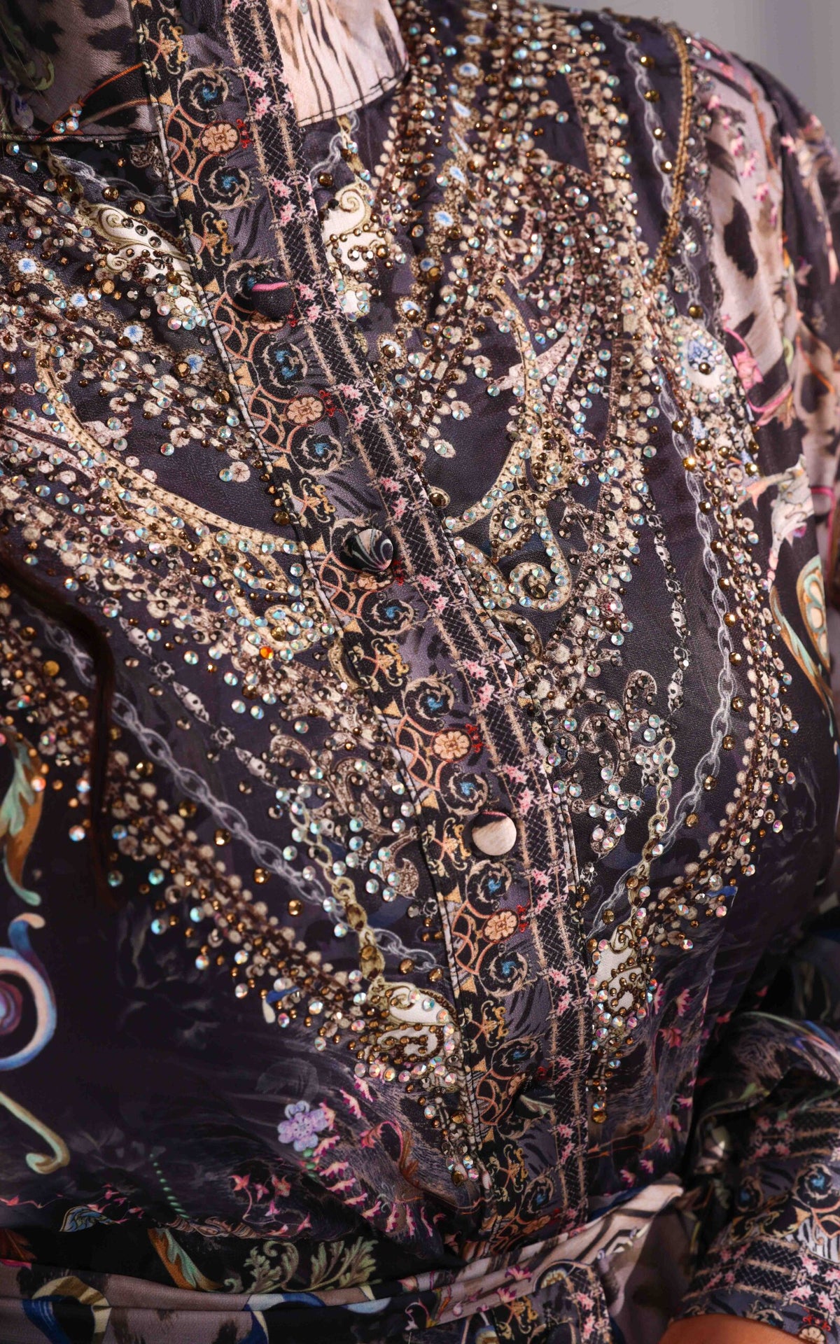 Sahara Night Sky Long Sleeve Maxi Dress -  Black Multi Print