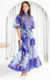 Sahara Night Sky Short Sleeve Maxi Dress - Blue Multi Print