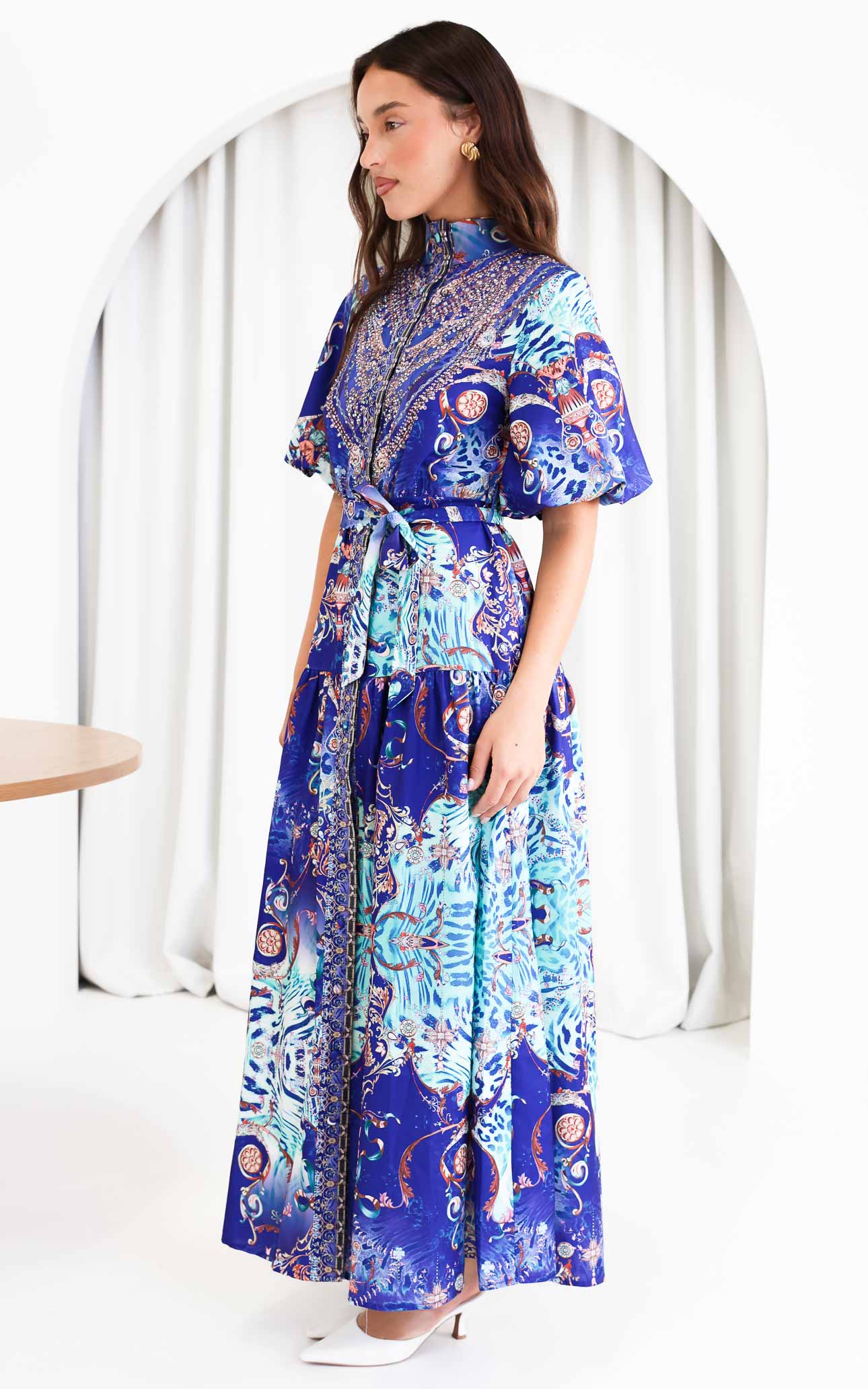 Sahara Night Sky Short Sleeve Maxi Dress - Blue Multi Print