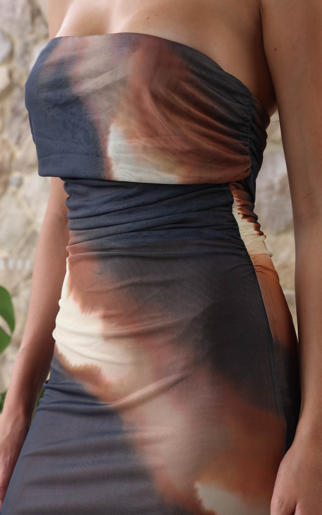 Salem Mesh Maxi Dress - Brown Multi Print