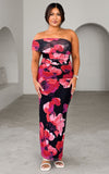 Salem Mesh Maxi Dress - Black Red Floral