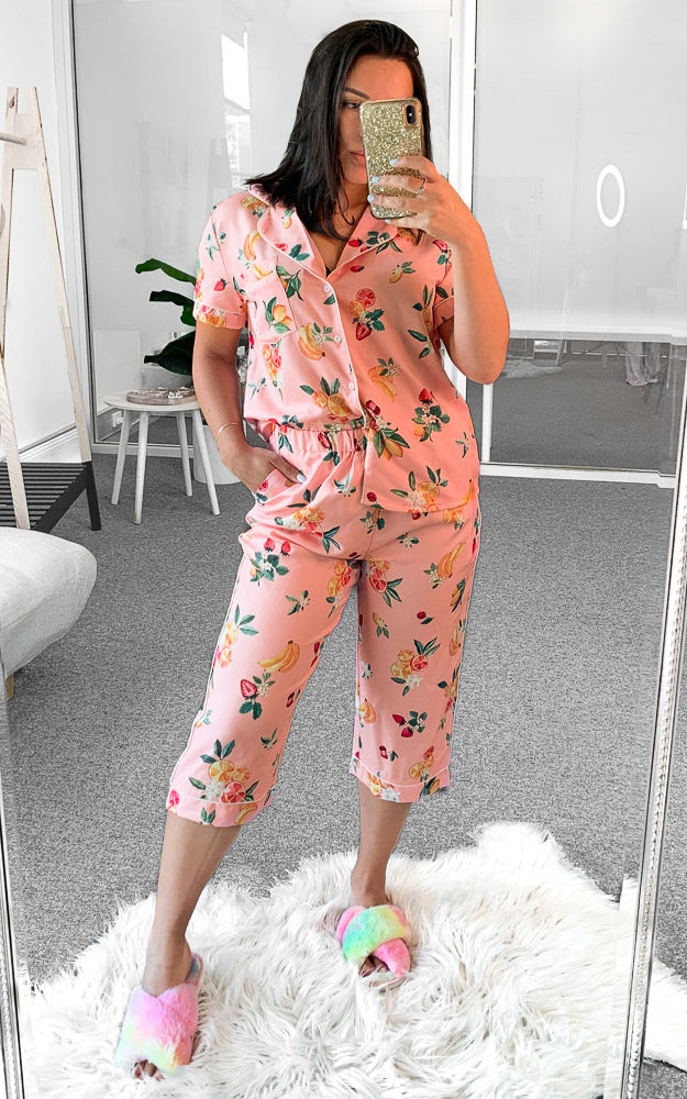 Sangria 3/4 Pj Pants - Pink Fruit