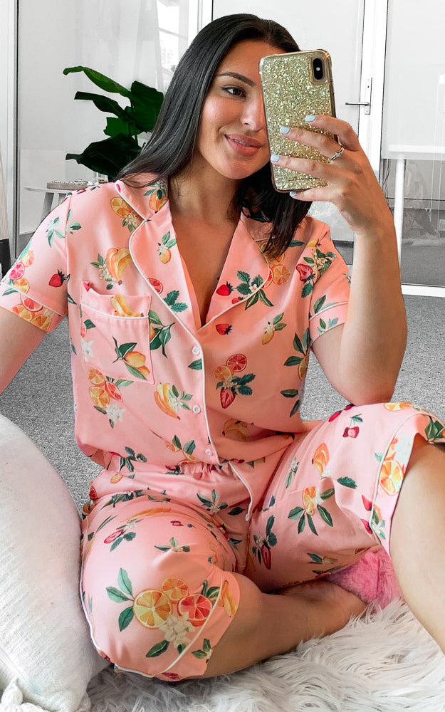 Sangria 3/4 Pj Pants - Pink Fruit