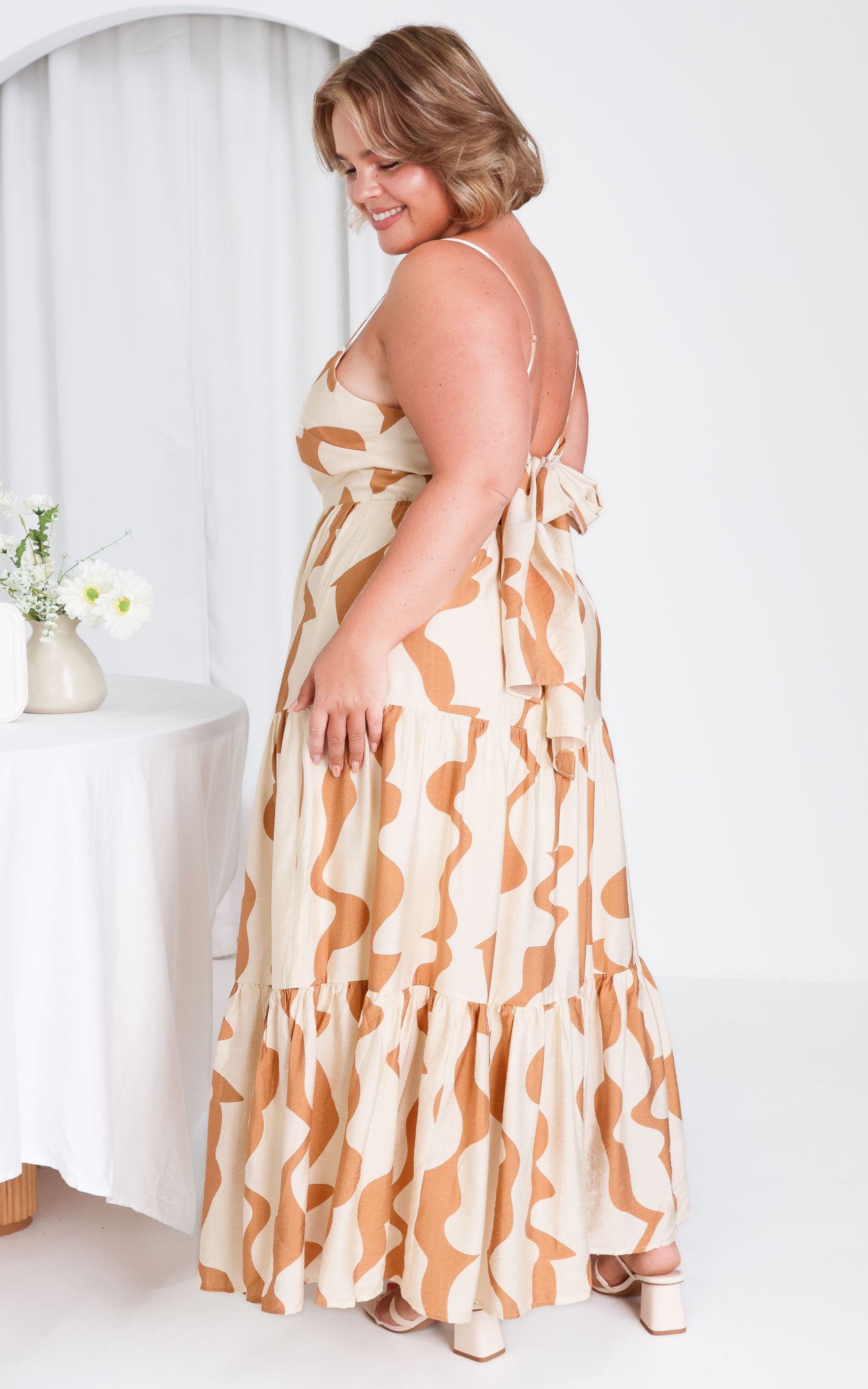 Santos Maxi Dress - Brown Wave Print