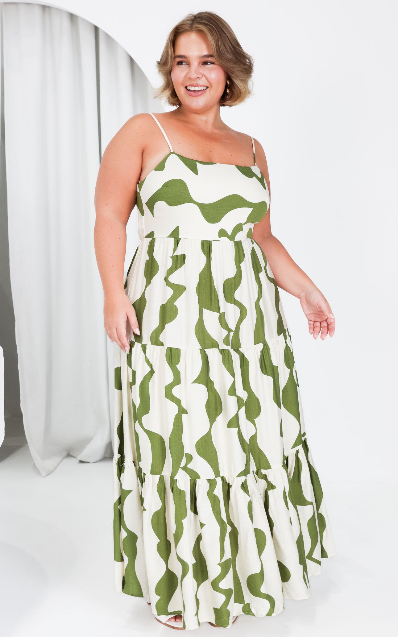 Santos Maxi Dress - Green Wave Print