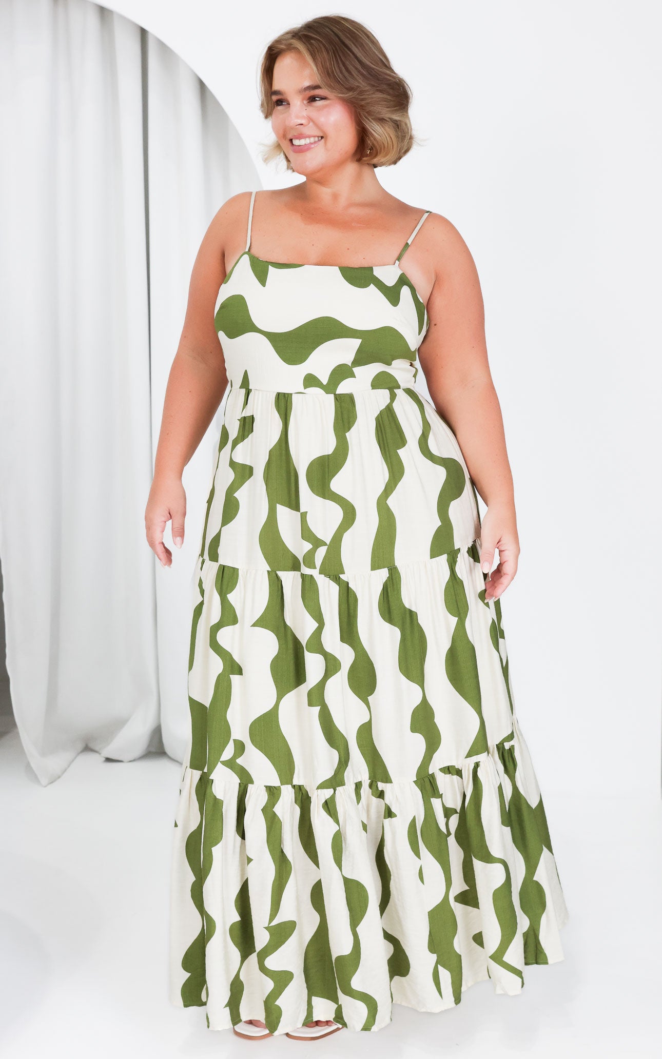 Santos Maxi Dress - Green Wave Print