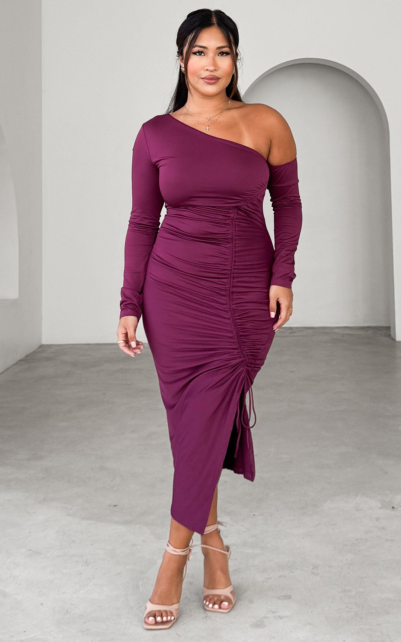 Sarah Midi Dress - Purple Plum