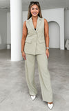 Sawyer Longline Vest Top - Sage Beige