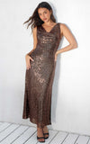 Schiffer Maxi Dress - Bronze Black Sequin