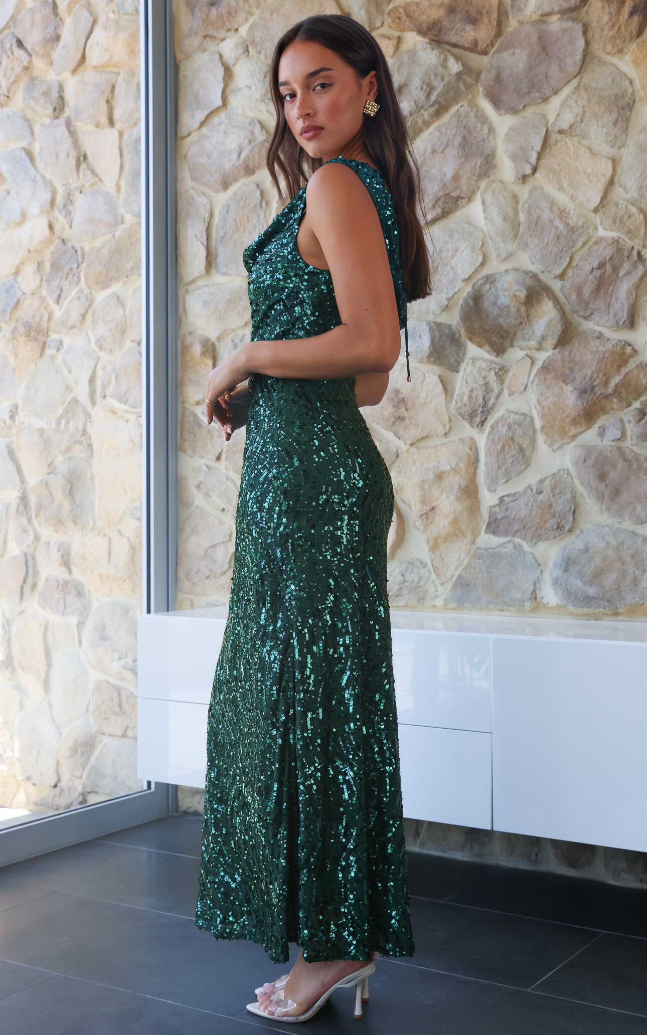 Schiffer Maxi Dress - Emerald Green Sequin