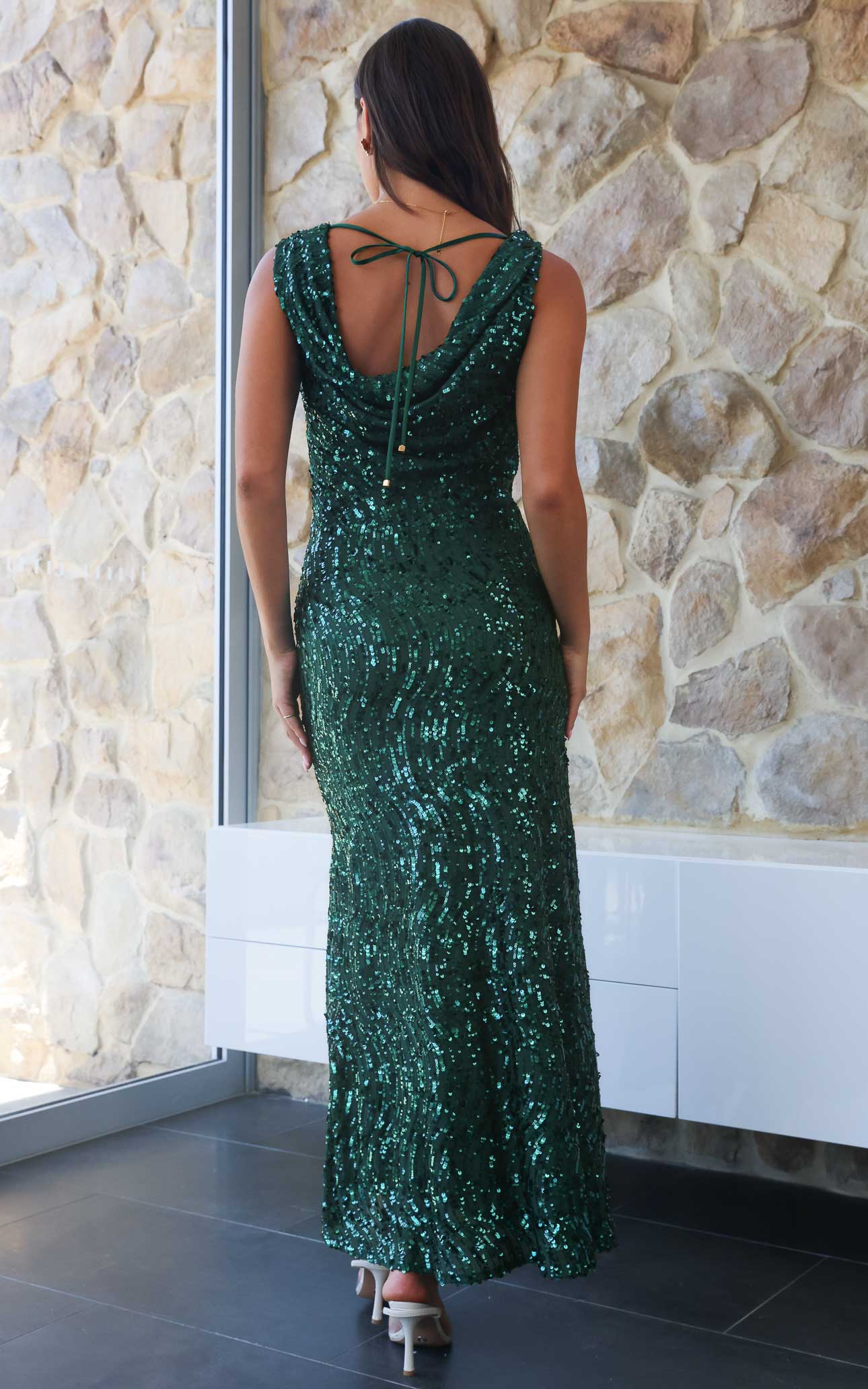 Schiffer Maxi Dress - Emerald Green Sequin