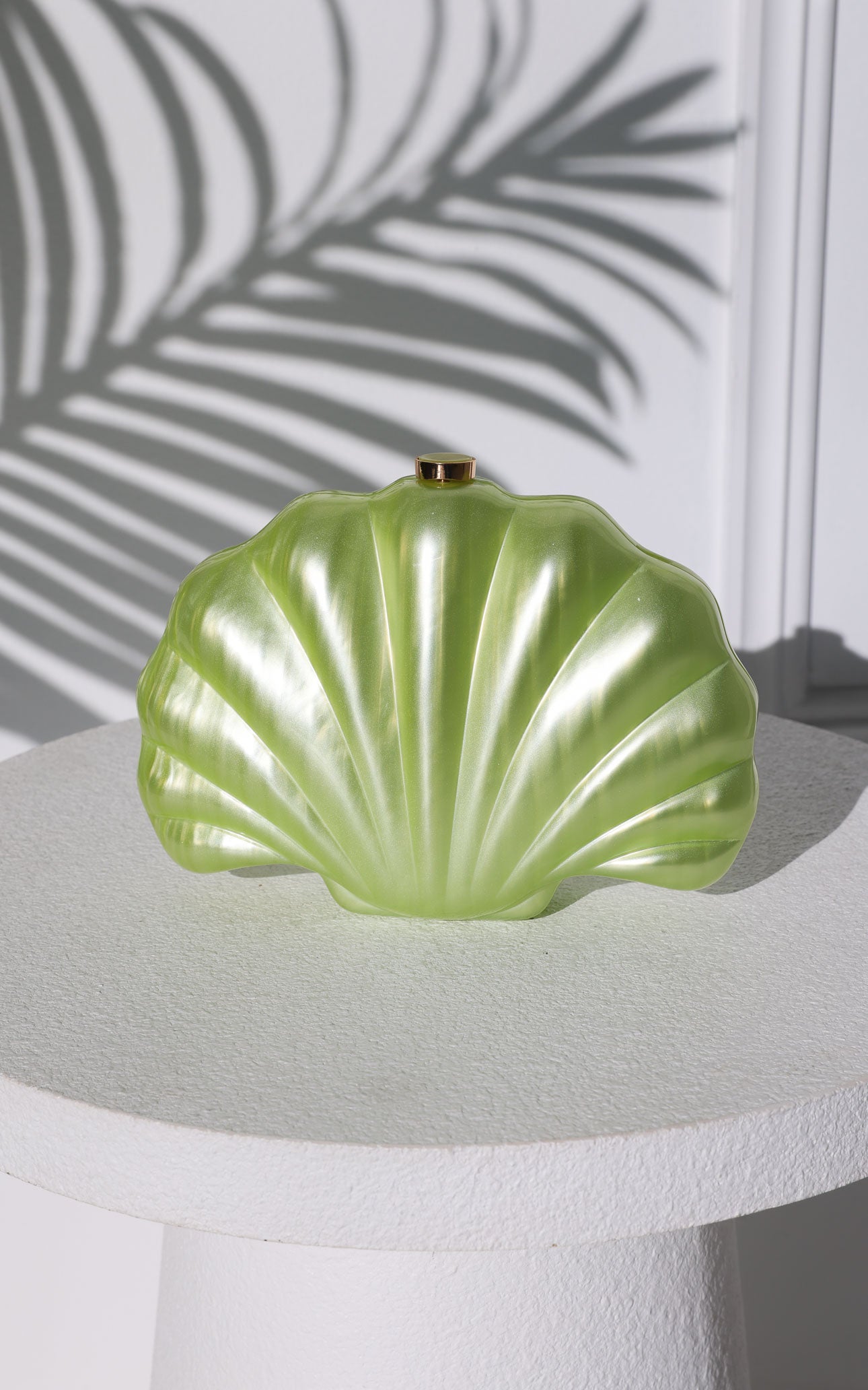 Serenade Shell Clutch Bag - Sage Pearl