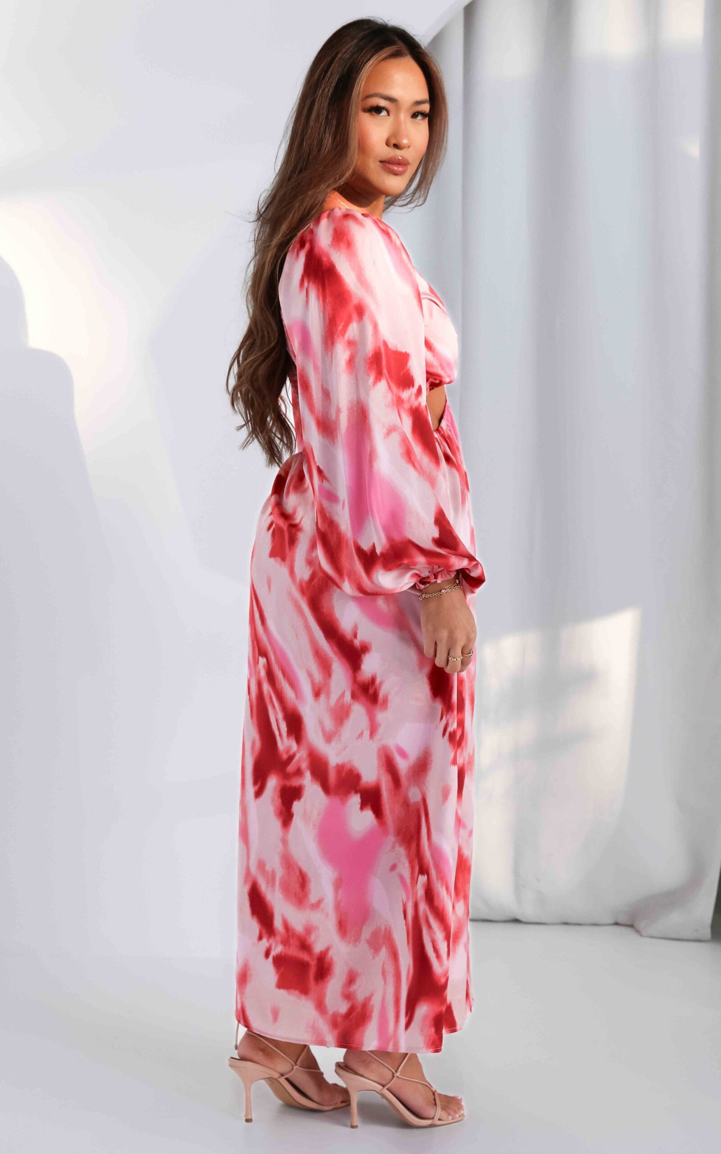 Shanade Maxi Dress - Pink Abstract Print