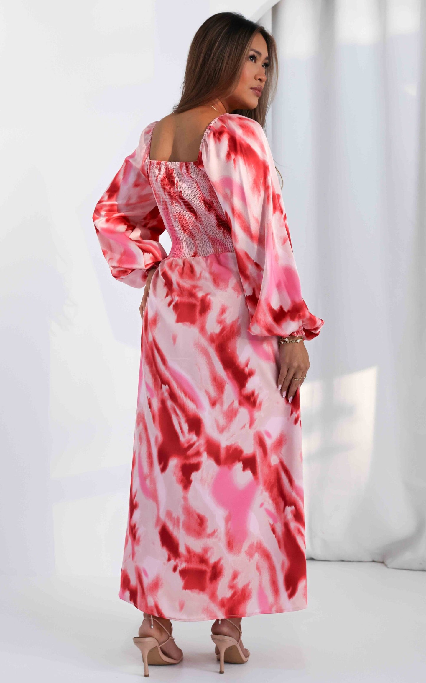 Shanade Maxi Dress - Pink Abstract Print