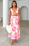 Shelby Shirred Back Panel Maxi Dress - Cream Pink Floral