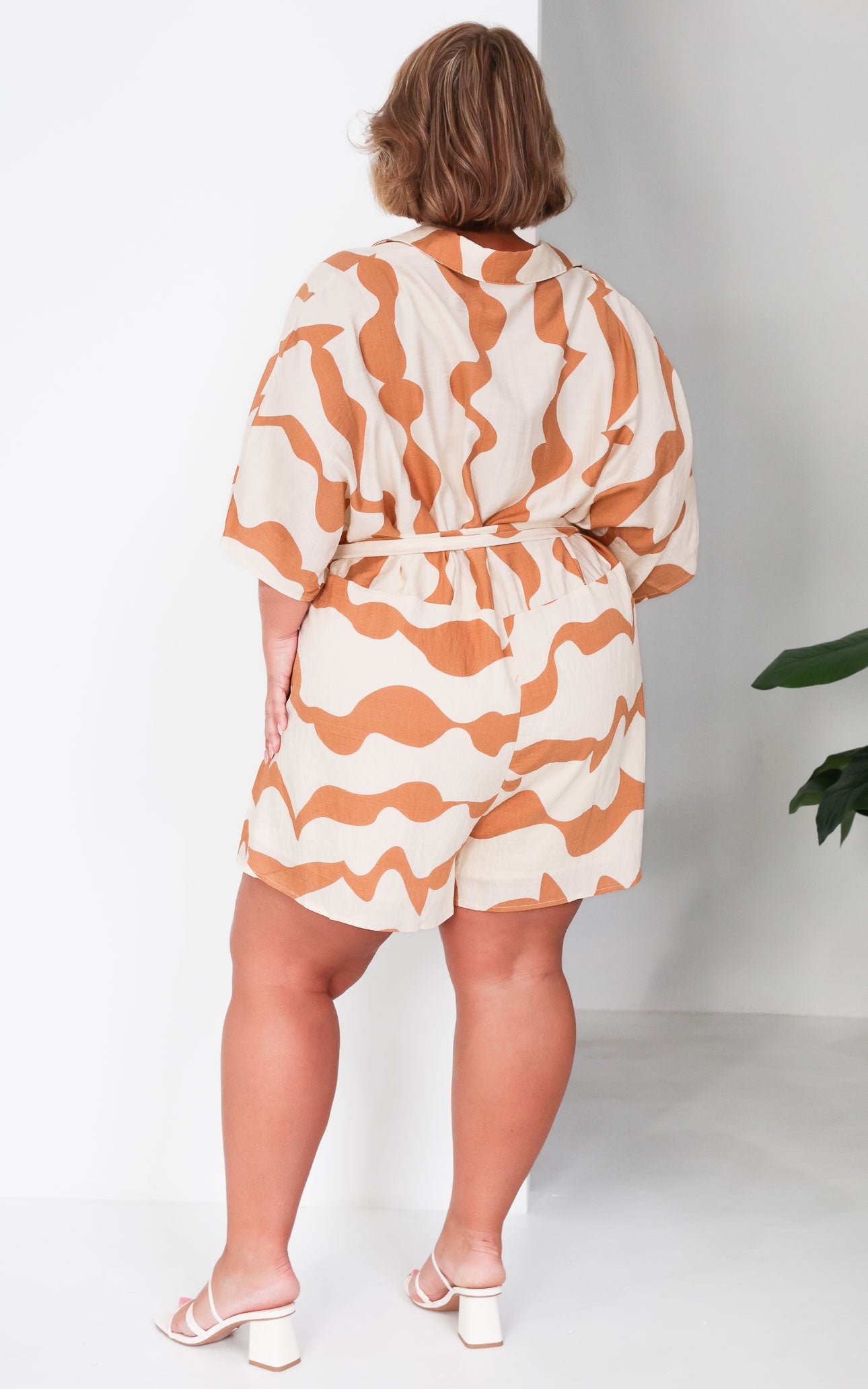 Sheridan Playsuit - Brown Wave Print