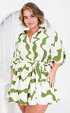 Sheridan Playsuit - Green Wave Print