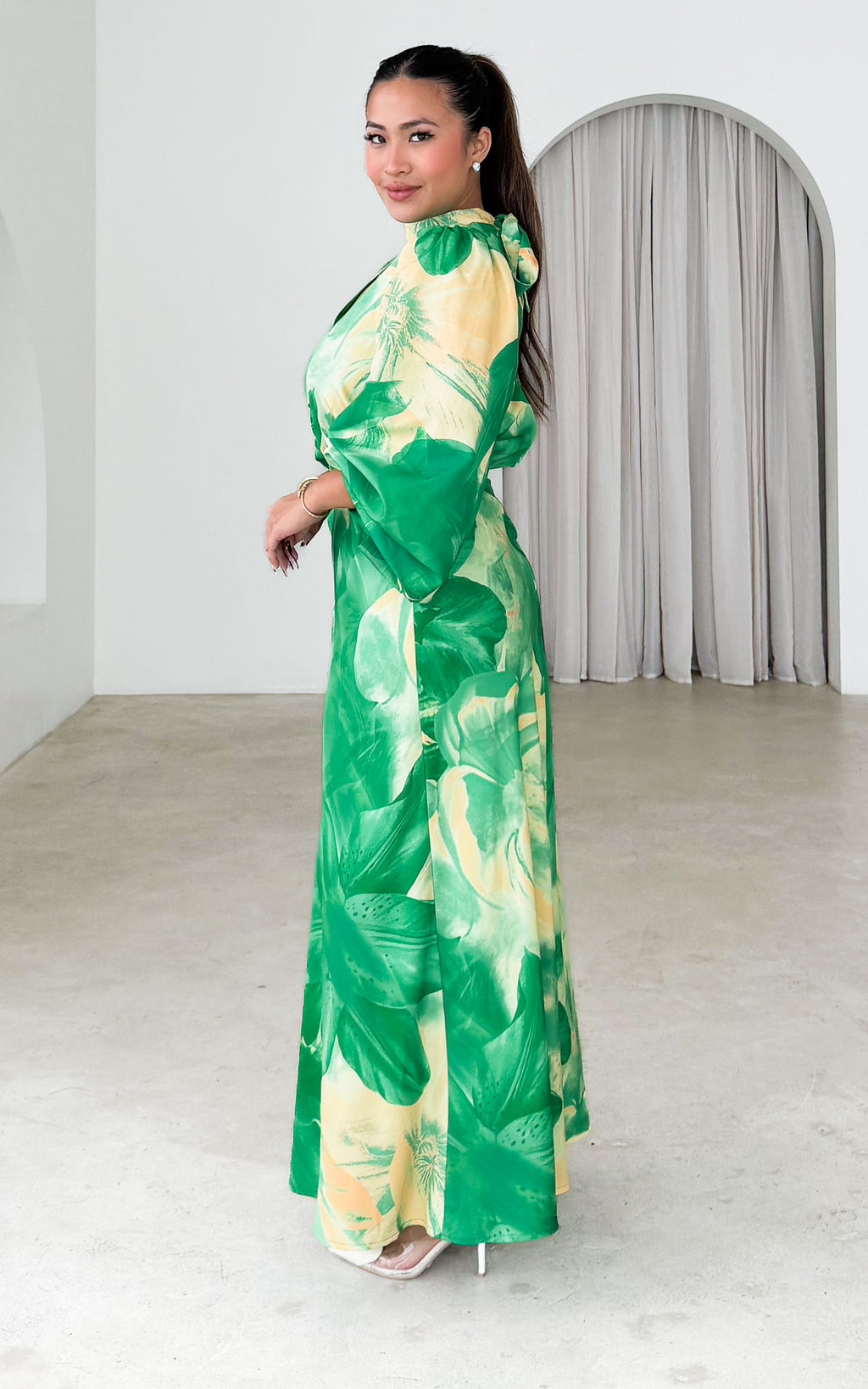 Sigrid Maxi Dress - Green Yellow Floral