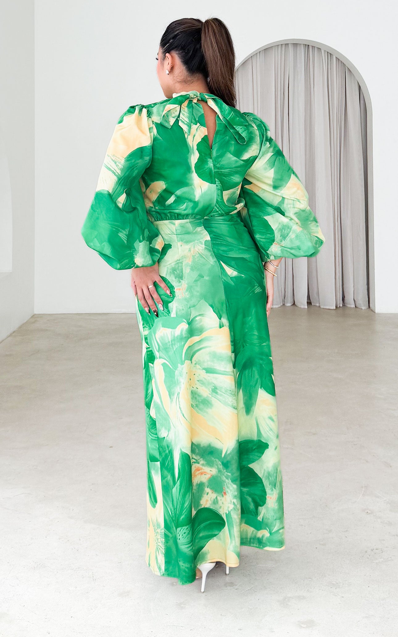 Sigrid Maxi Dress - Green Yellow Floral