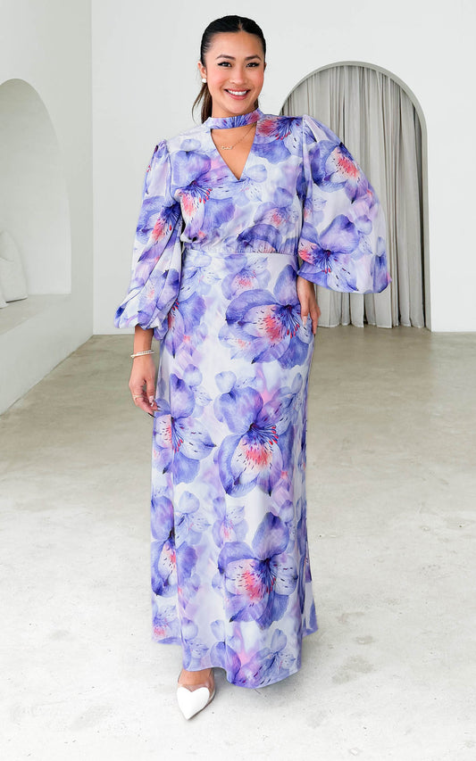 Sigrid Maxi Dress - Purple Floral
