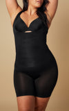 Sirena Open Bust Shapewear Bodysuit Shorts - Black