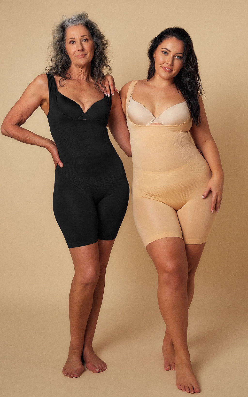 Sirena Open Bust Shapewear Bodysuit Shorts - Warm Nude