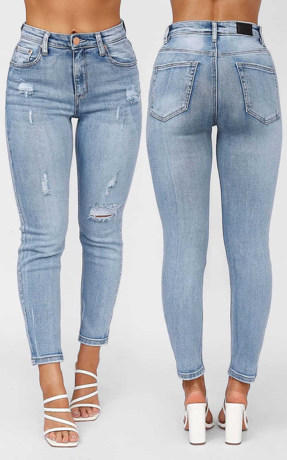 Slasher Straight Leg Jeans - Vintage Blue