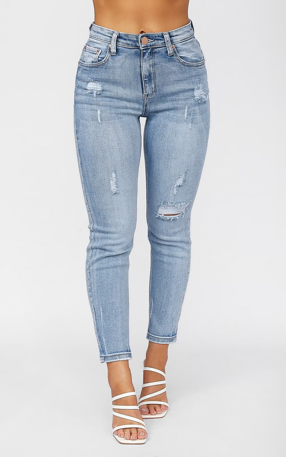 Slasher Straight Leg Jeans - Vintage Blue