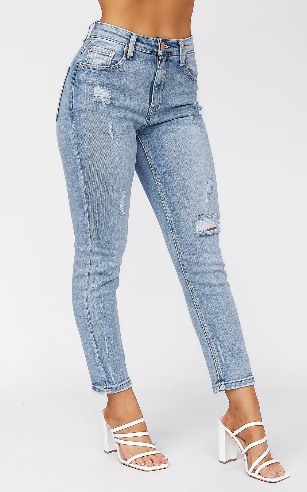 Slasher Straight Leg Jeans - Vintage Blue