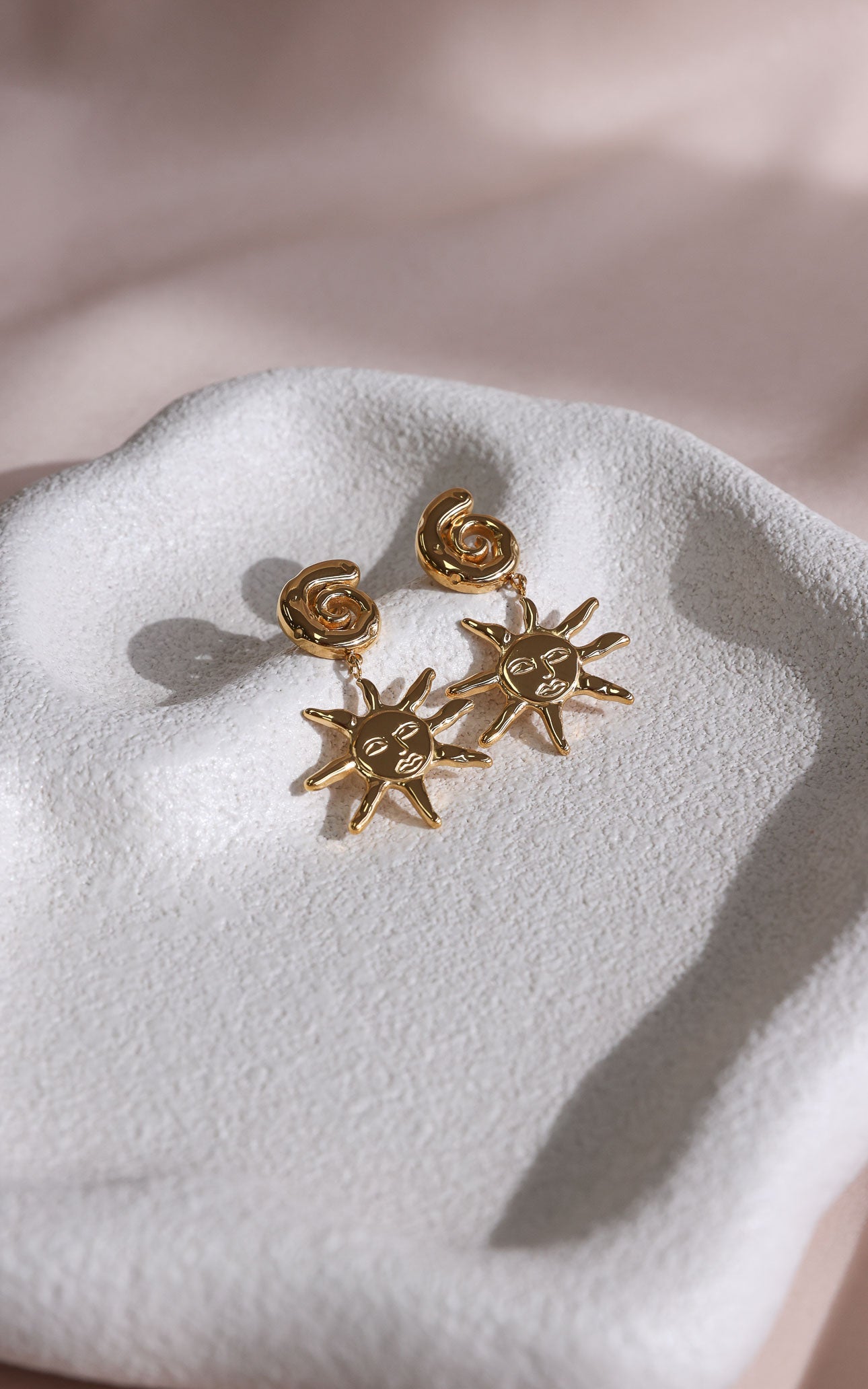 Solis Drop Stud Earrings - Gold Swirl Sun