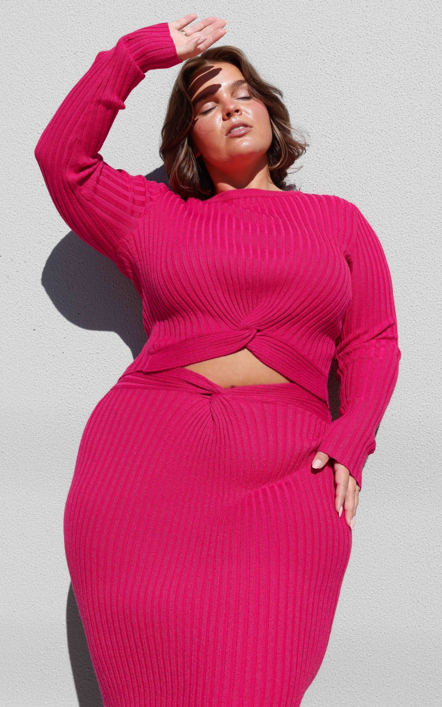 Solita Knit Crop Top - Hot Pink Metallic