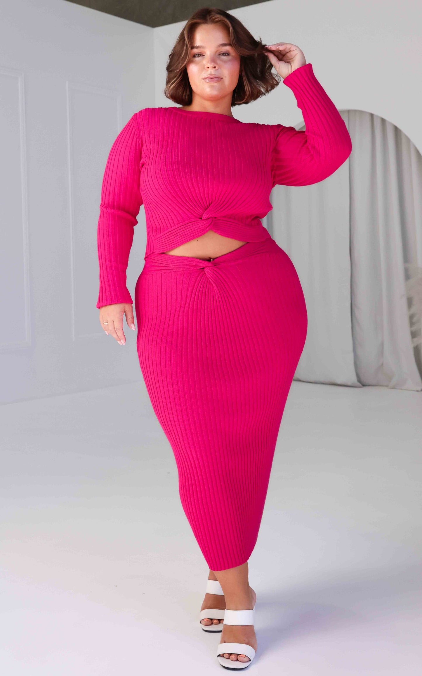 Solita Knit Crop Top - Hot Pink Metallic