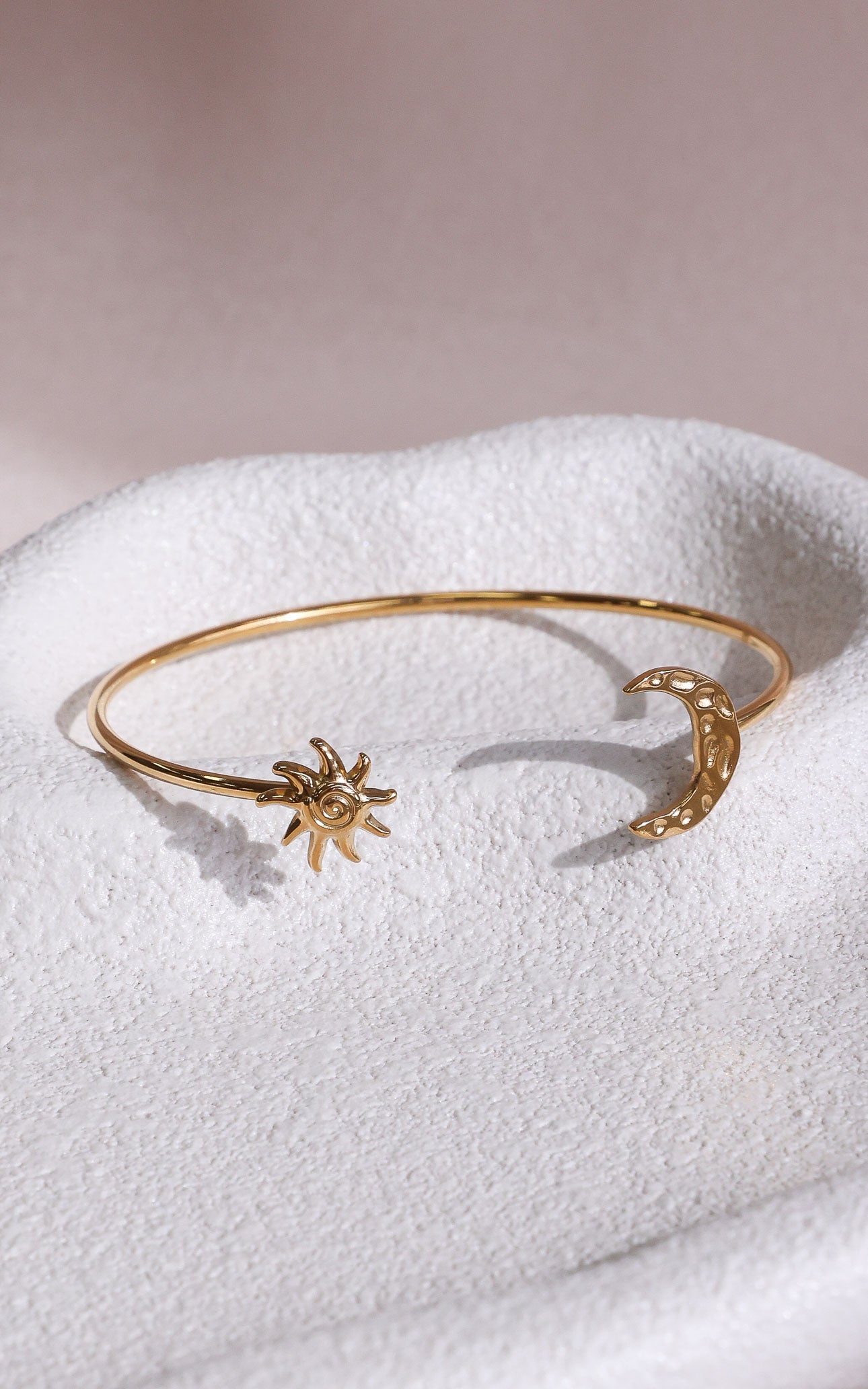 Soluna Cuff Bangle - Gold Sun Moon