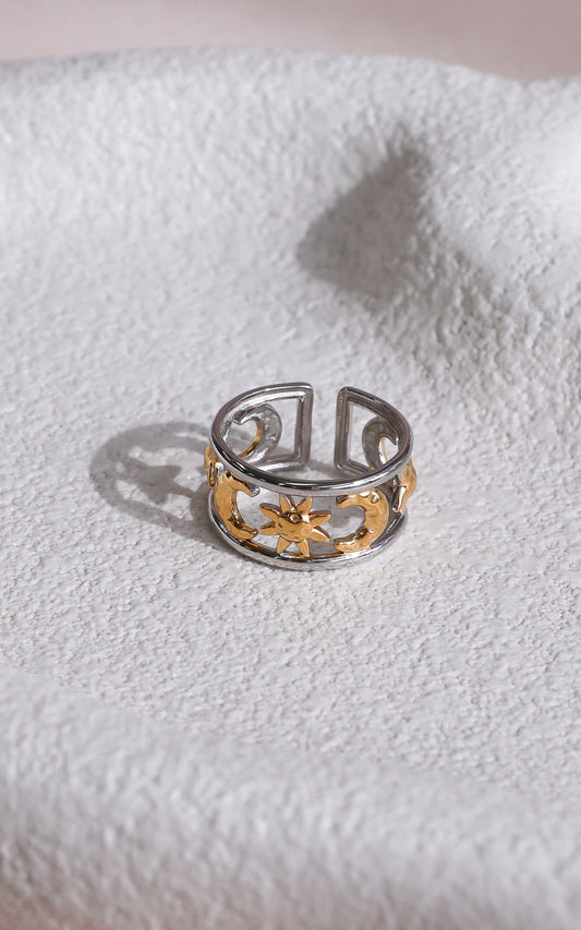 Soluna Ring - Silver Gold Celestial