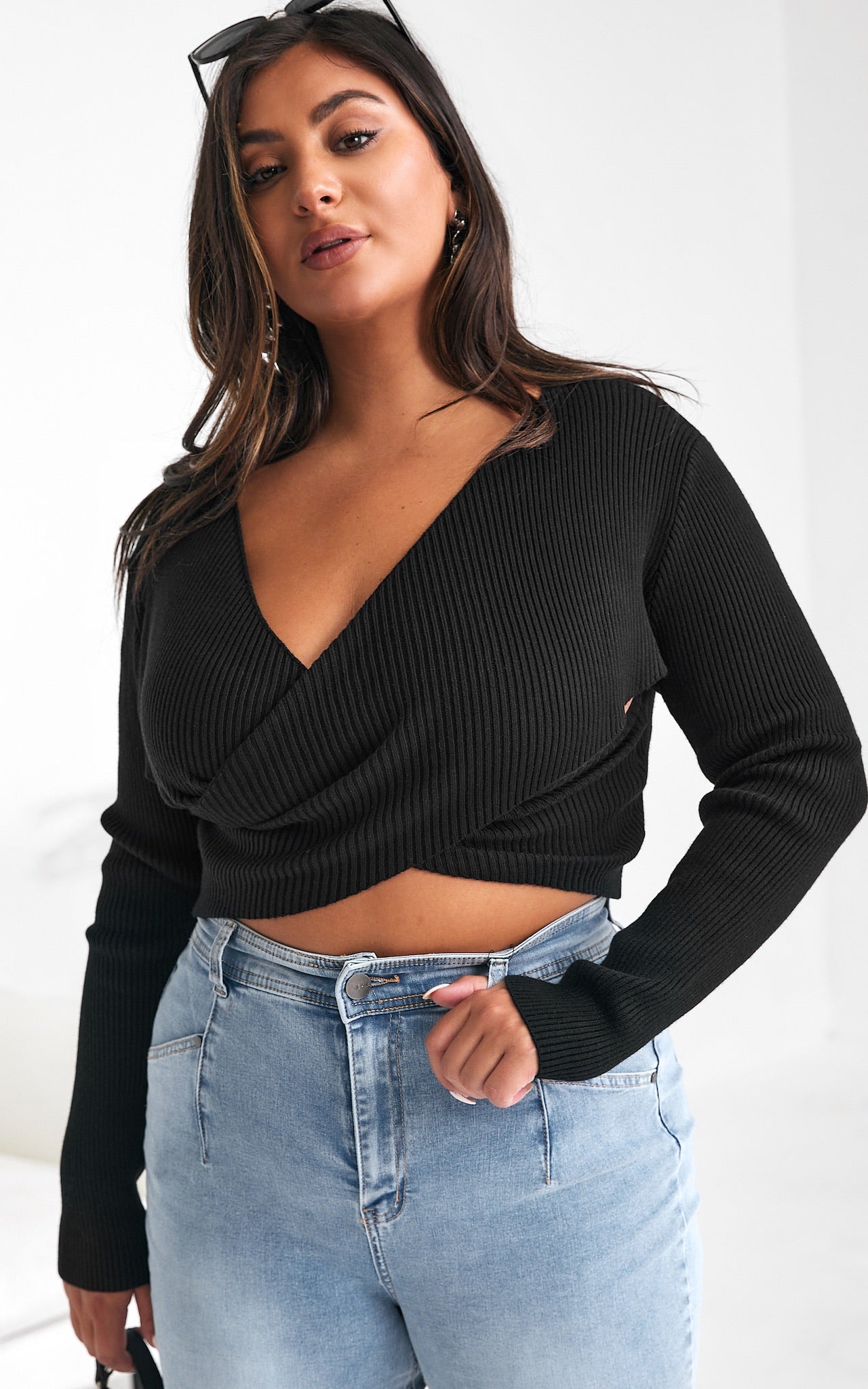 Starkie Knit Crop Top - Black