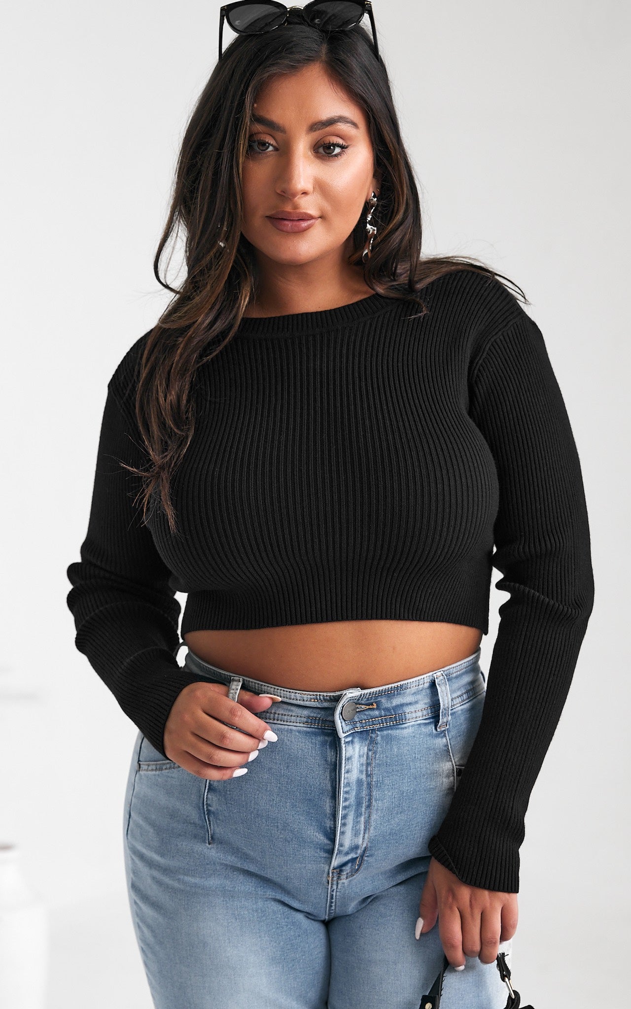 Starkie Knit Crop Top - Black