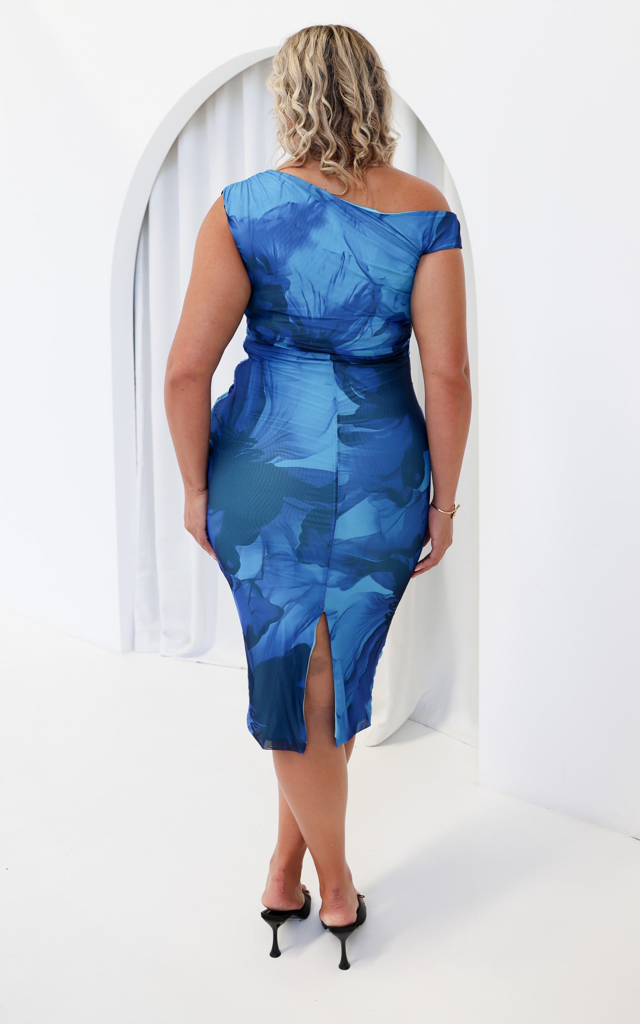 Suki Mesh Midi Dress - Cobalt Blue Floral