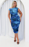 Suki Mesh Midi Dress - Cobalt Blue Floral