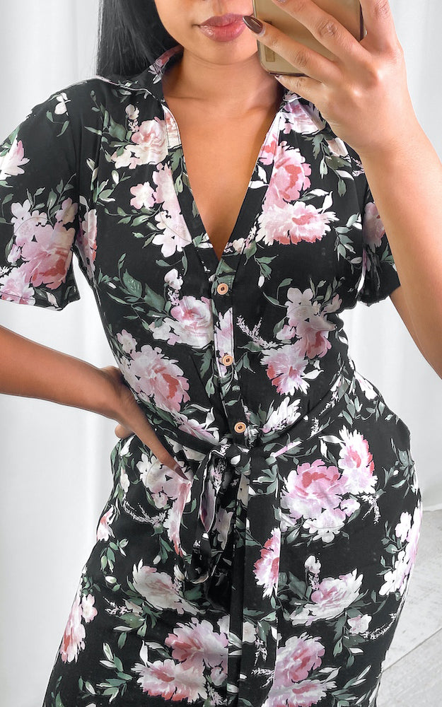 Sunday Dress - Black Floral