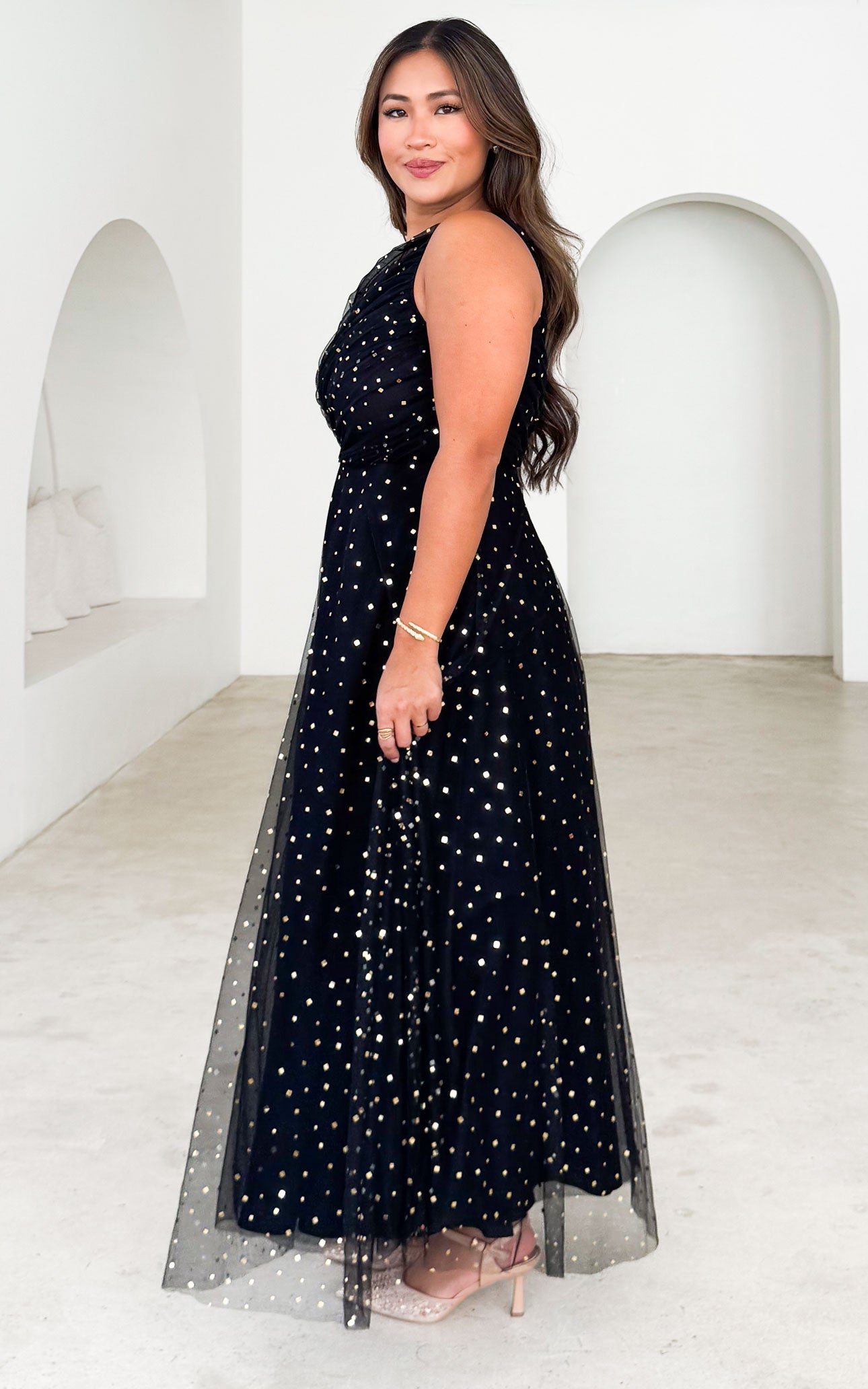 Suvi Maxi Dress - Black Gold Glitter