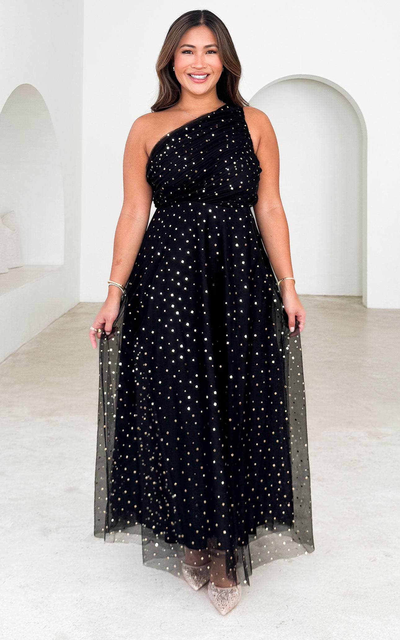 Suvi Maxi Dress - Black Gold Glitter
