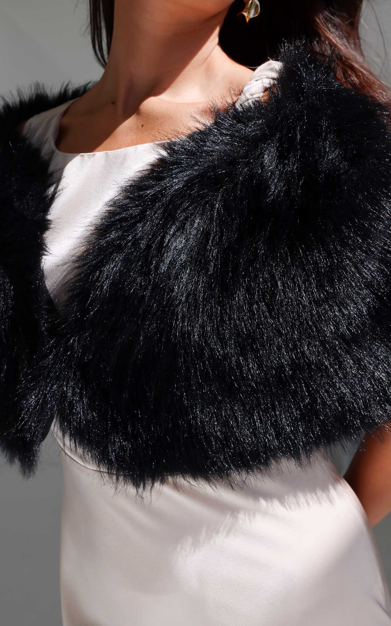 Sybil Faux Fur Shawl - Black