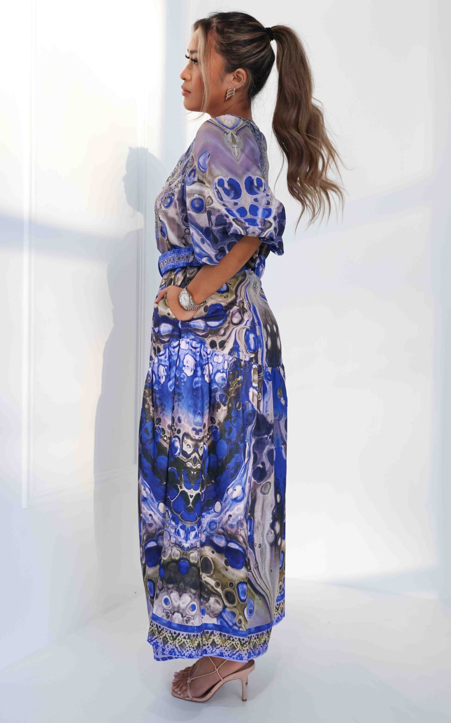 Santorini Maxi Dress - Blue Print