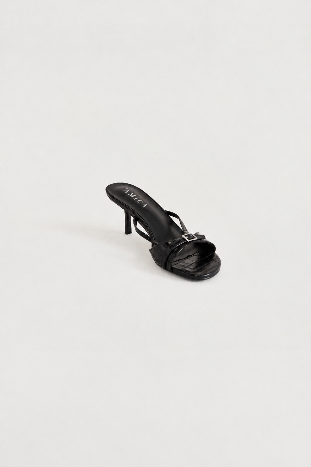Saylor Mid Heels - Black Croc