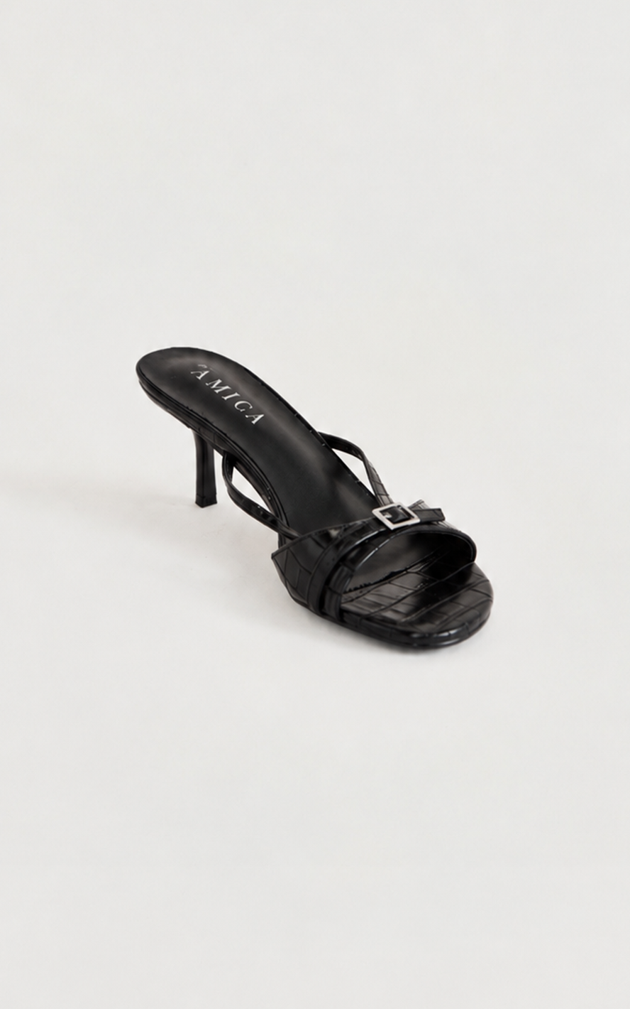 Saylor Mid Heels - Black Croc