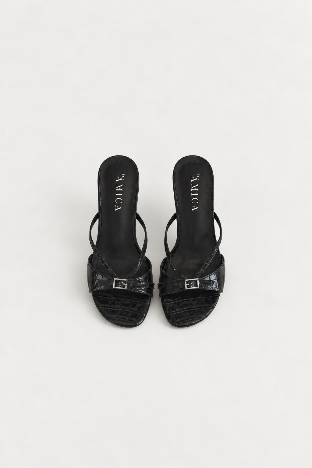Saylor Mid Heels - Black Croc