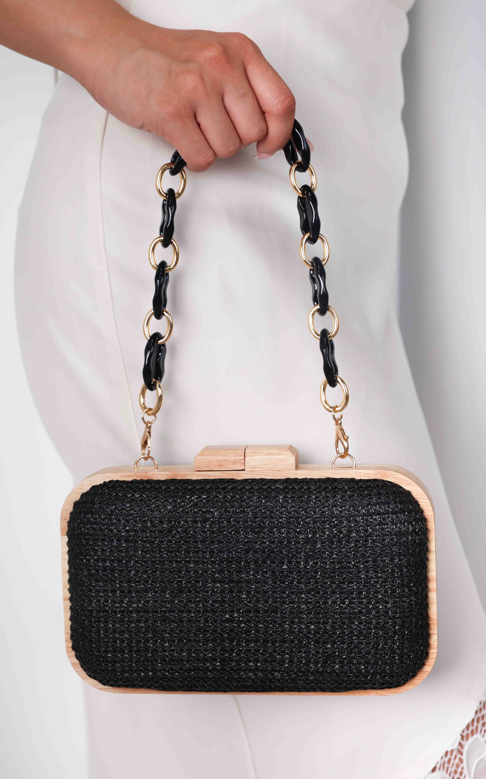 Kulua Straw Clutch Bag - Black