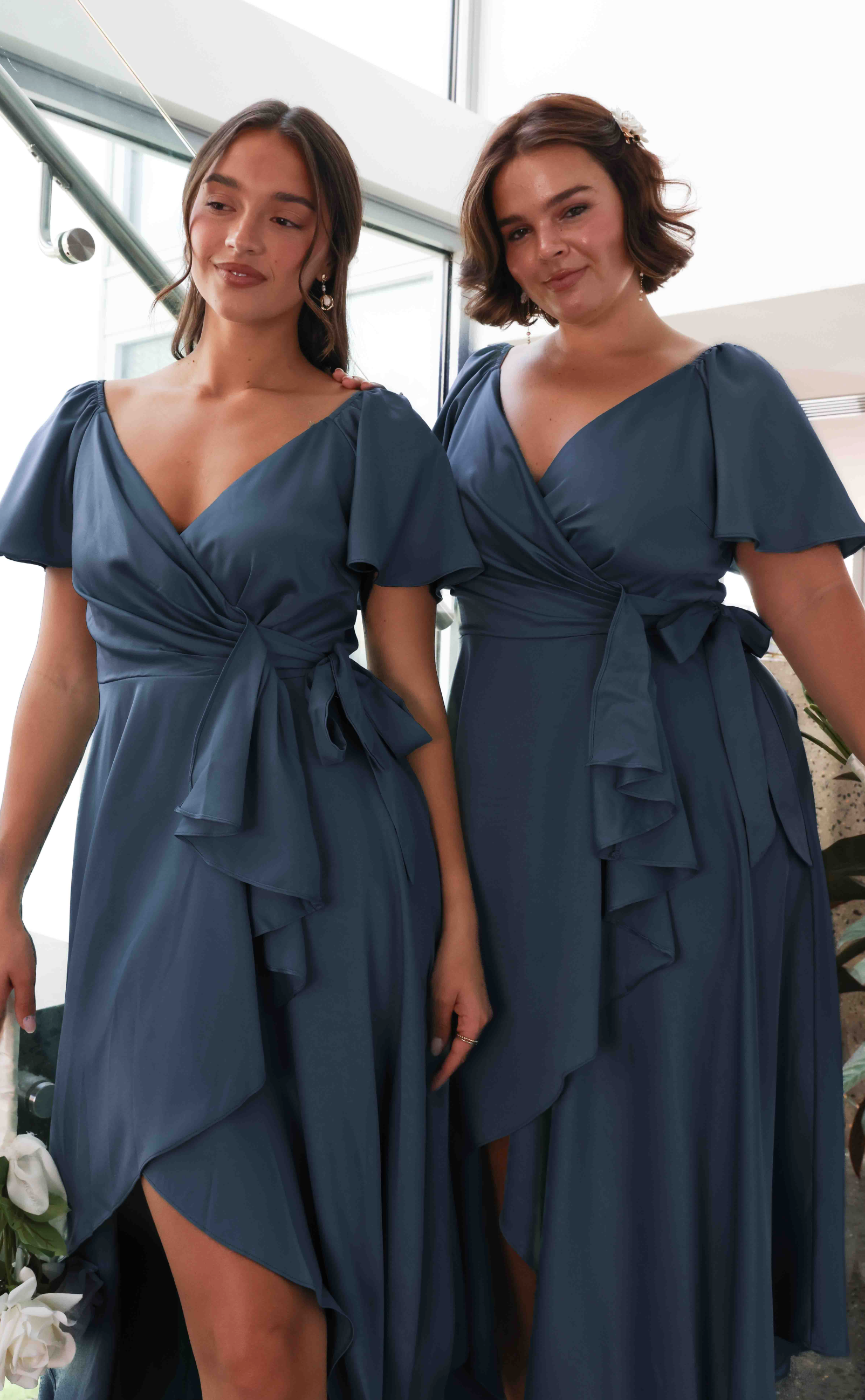 Rossetti Short Sleeve Wrap Maxi Dress - Steel Blue