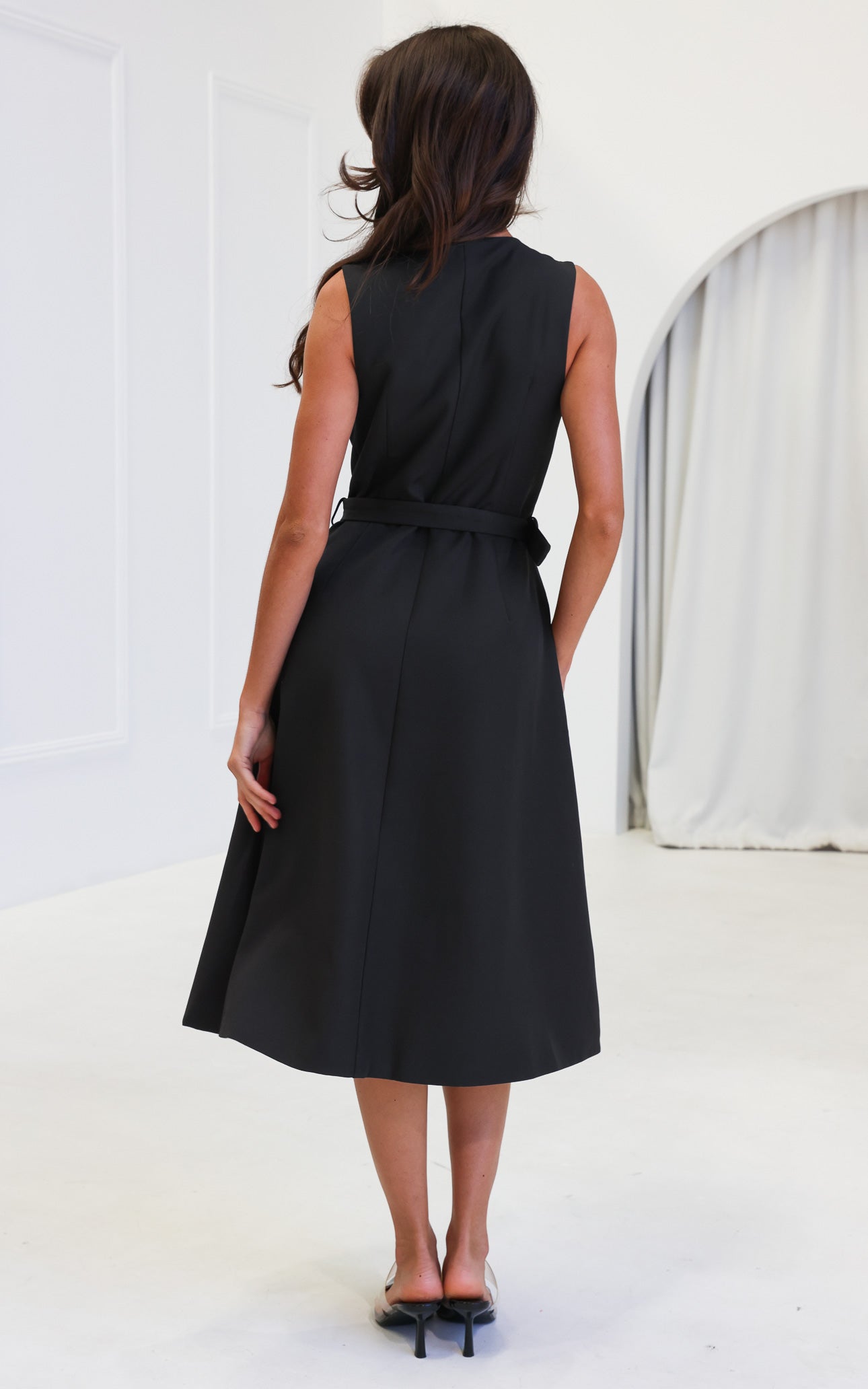 Seddiq Vest Midi Dress - Black